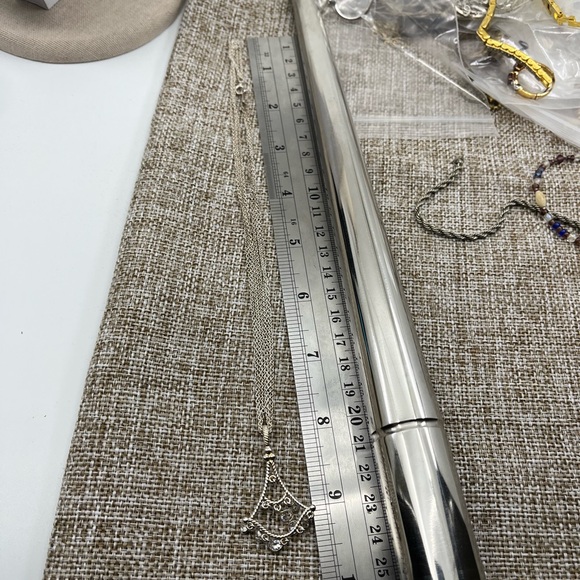 Vintage Diamonique Sterling Silver Chandelier Pendant Necklace, 16" - Picture 15 of 17